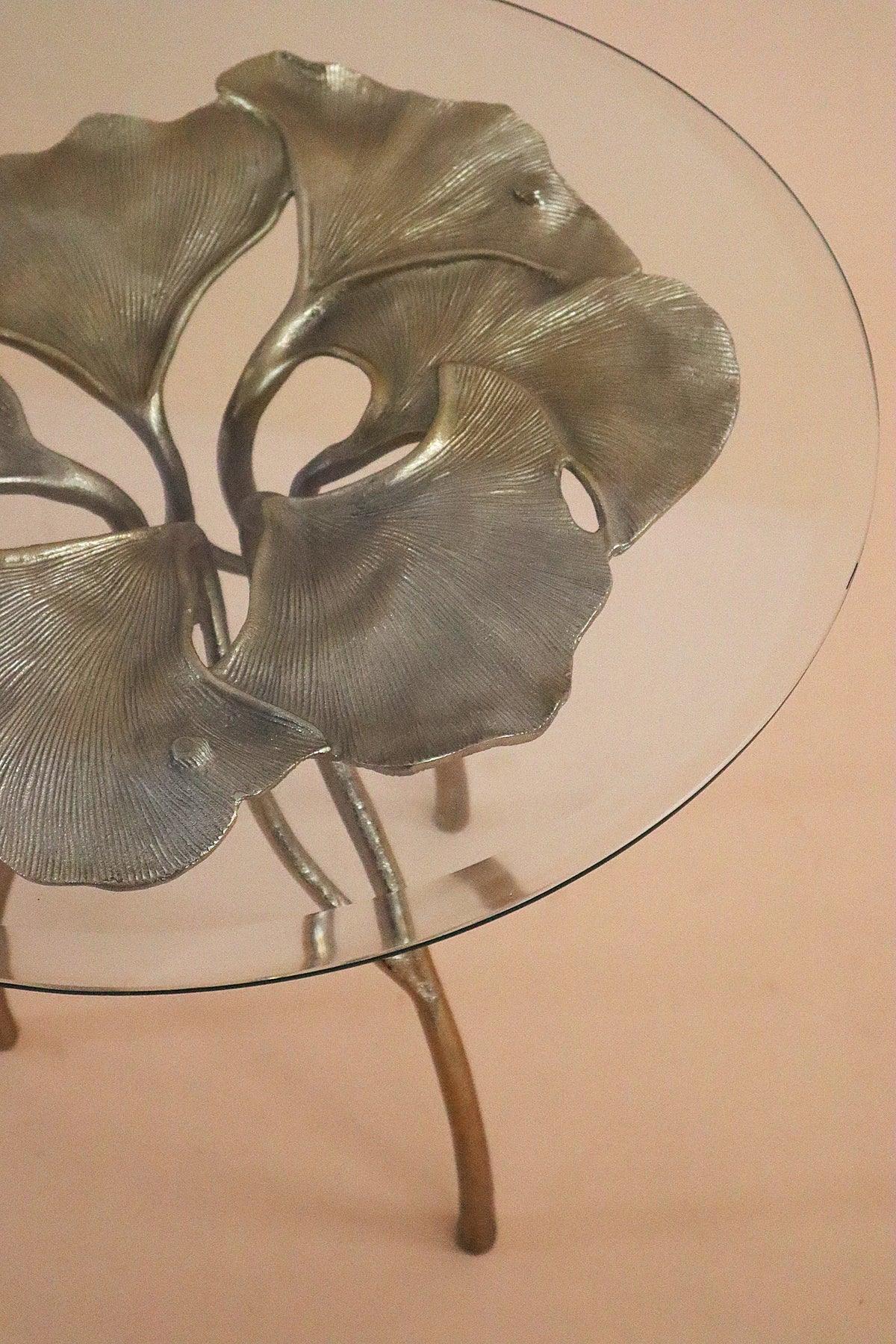 Grove Sculptural Coffee Table | Gold Botanical Accent Table for Modern Interiors