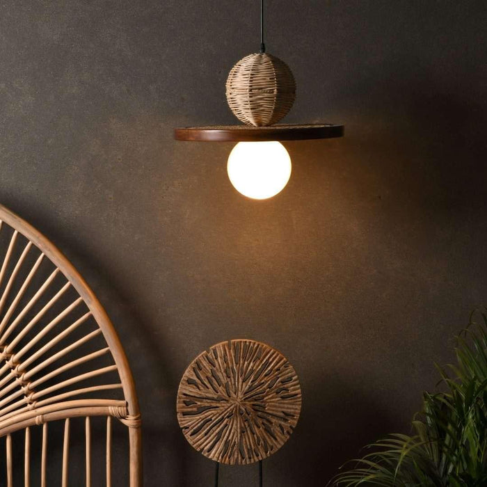 Satoi Teak Cane Pendant Lamp |  Rattan Hanging lamp