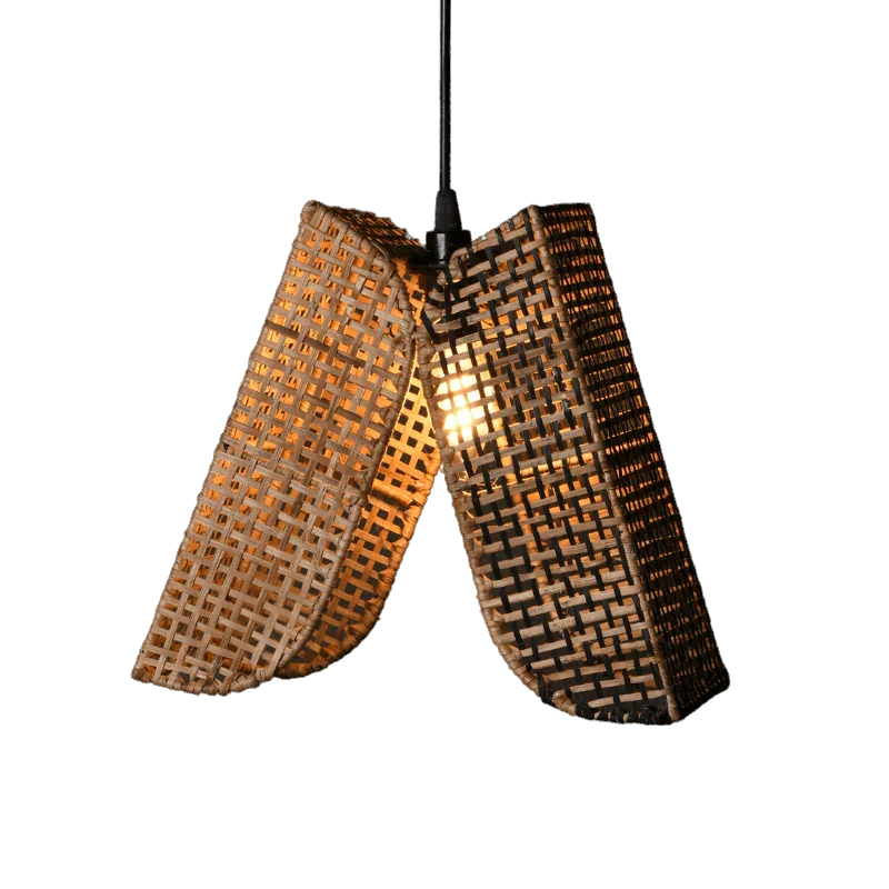 Akito Cane Pendant Lamp | Creative Wood Pendant & Boho Cane Lampshade