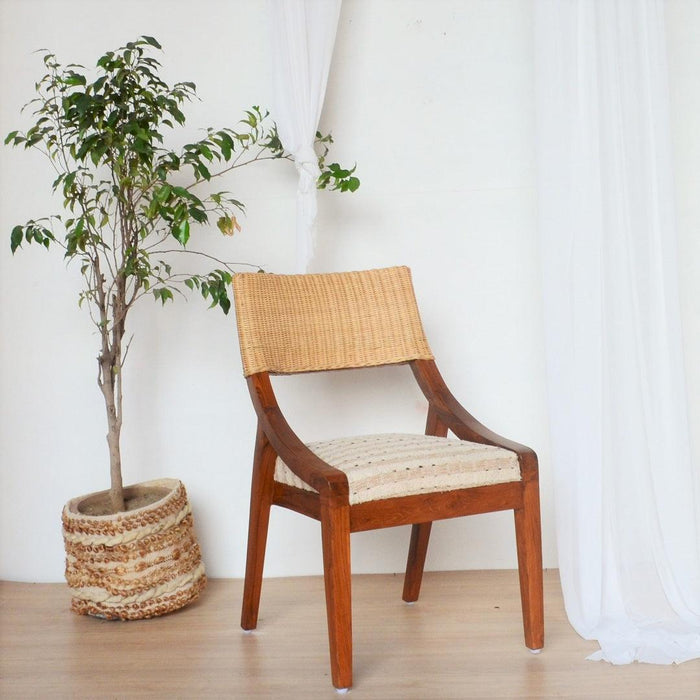 Mongar Cane Teak Wood Chair | Elegant & Timeless Wood Chair