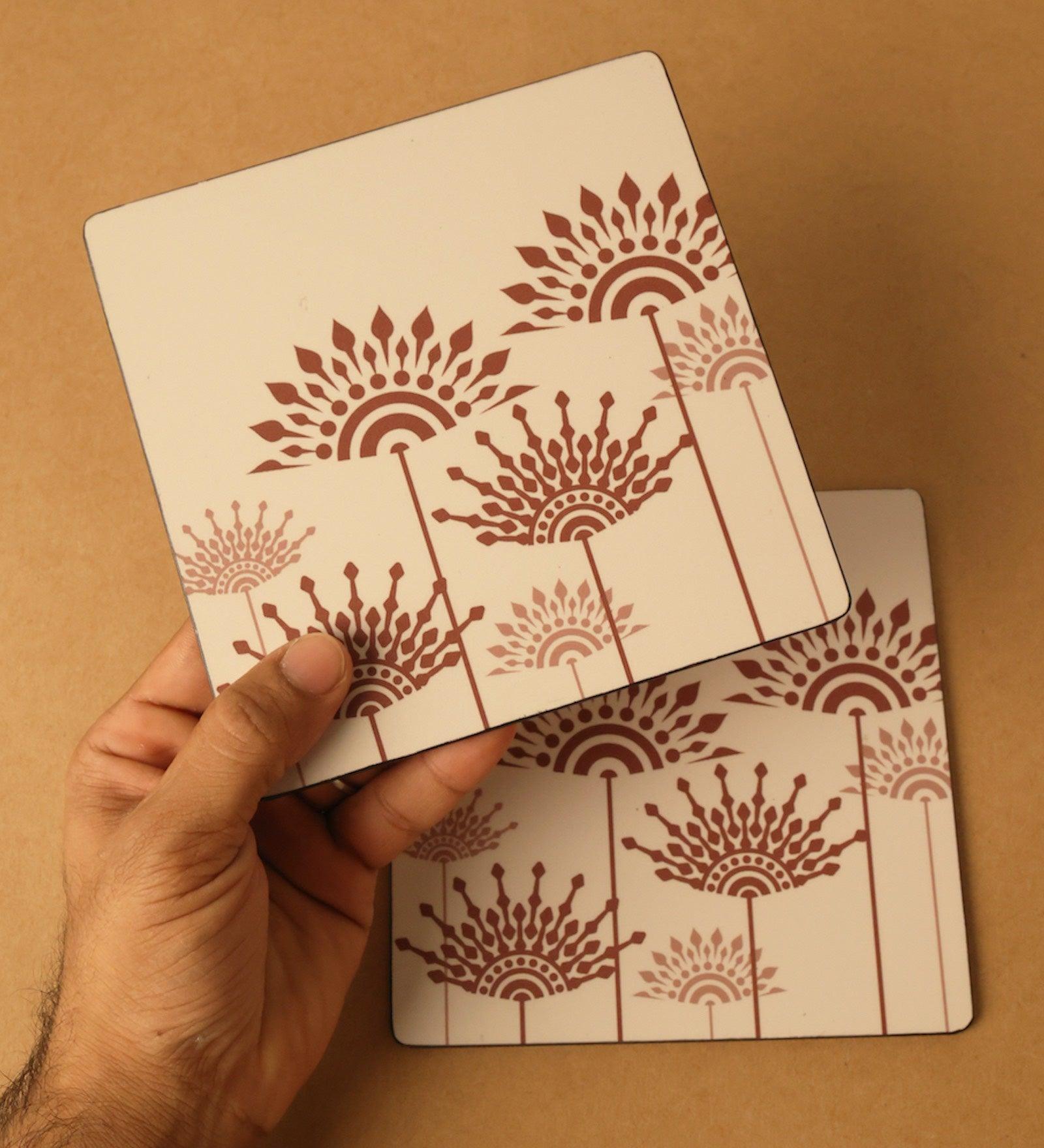 Peach Cotton Wooden Big Trivet (Set of 4)