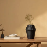 Black Paper Mache Vase | Handcrafted Decorative Flower Pot for Home & Office Decor