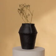 Black Paper Mache Vase | Handcrafted Decorative Flower Pot for Home & Office Decor