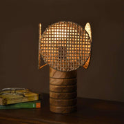 Ahoto Cane Table Lamp for Living Room | Eco-Friendly Rattan Desk Lamp | Home Decor Lamp