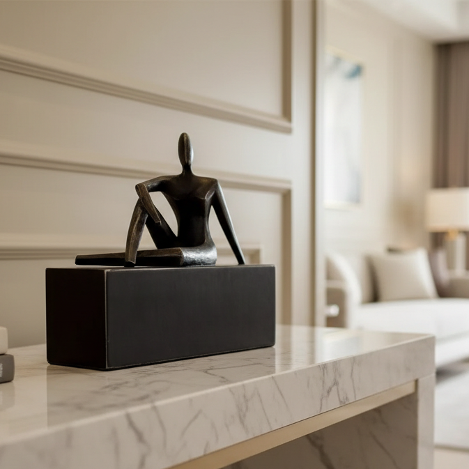 Relaxing Man Metal Sculpture | Decorative Showpiece for Living Room & Table Décor