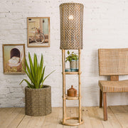 Dawki Bamboo & Cane Floor Lamp | Standing Light for Living Room & Home Decoration