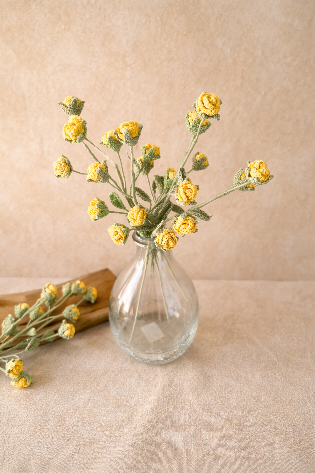 Crochet Yellow Mini Rose set of 2