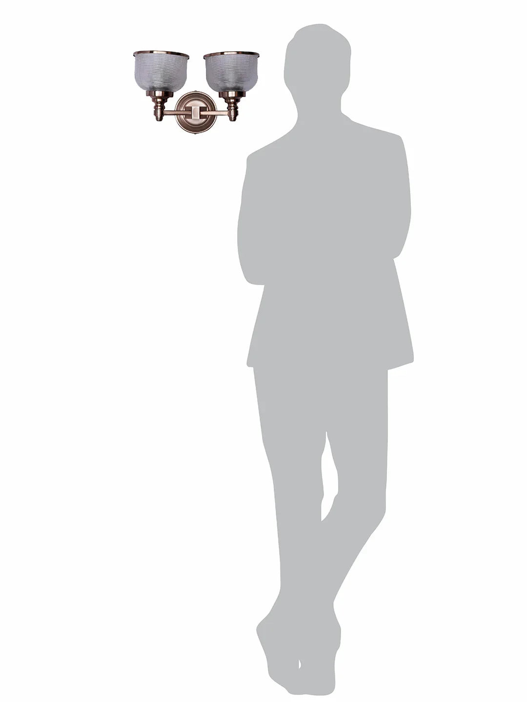 Rose Gold Double Wall Sconce with Rimmed Glass Shades