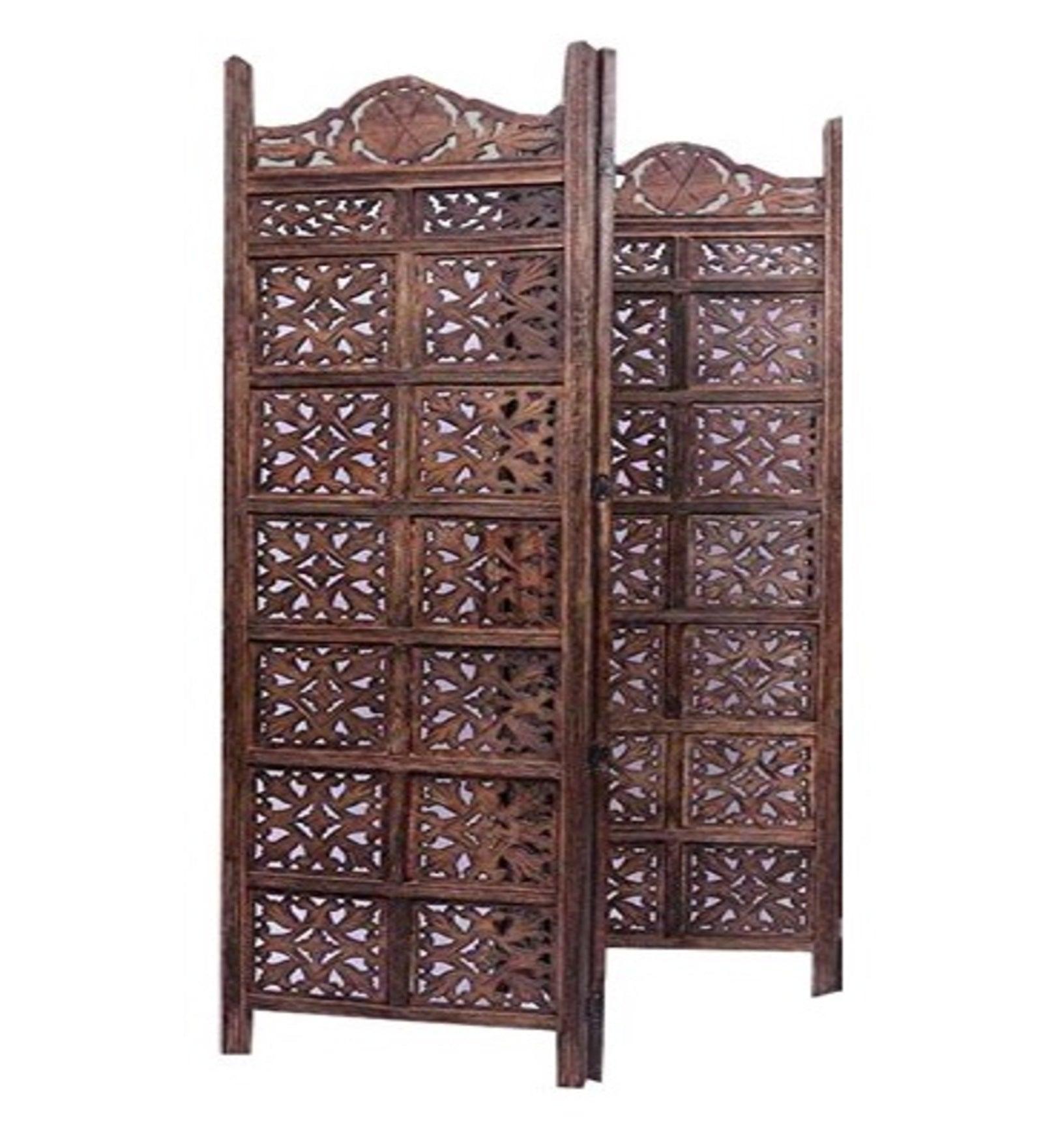 Mango Wood & MDF Jali Room Separator in Folding Design