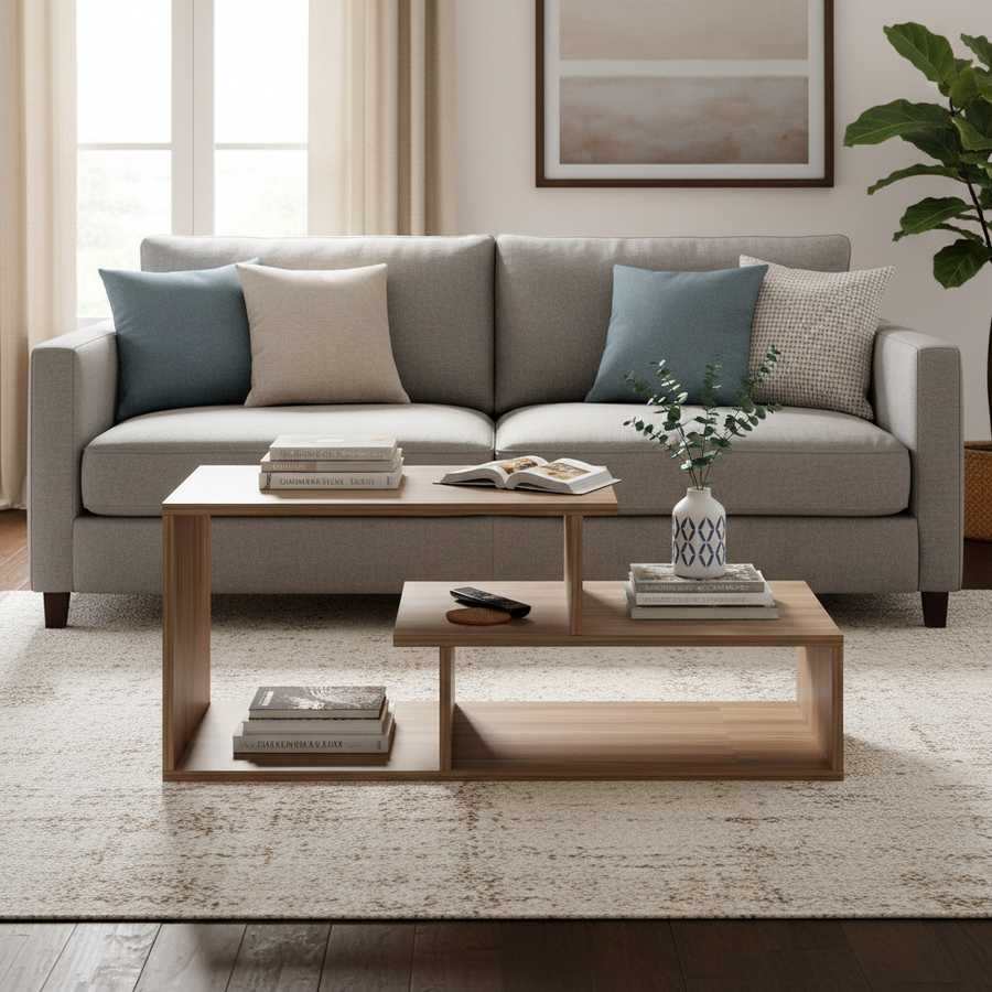 Coffee Table for Living Room with Storage Shelf - Acura