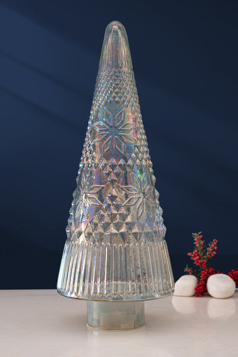 Frosted Cut Glass LED Christmas Tree | Iced LED Xmas Decor