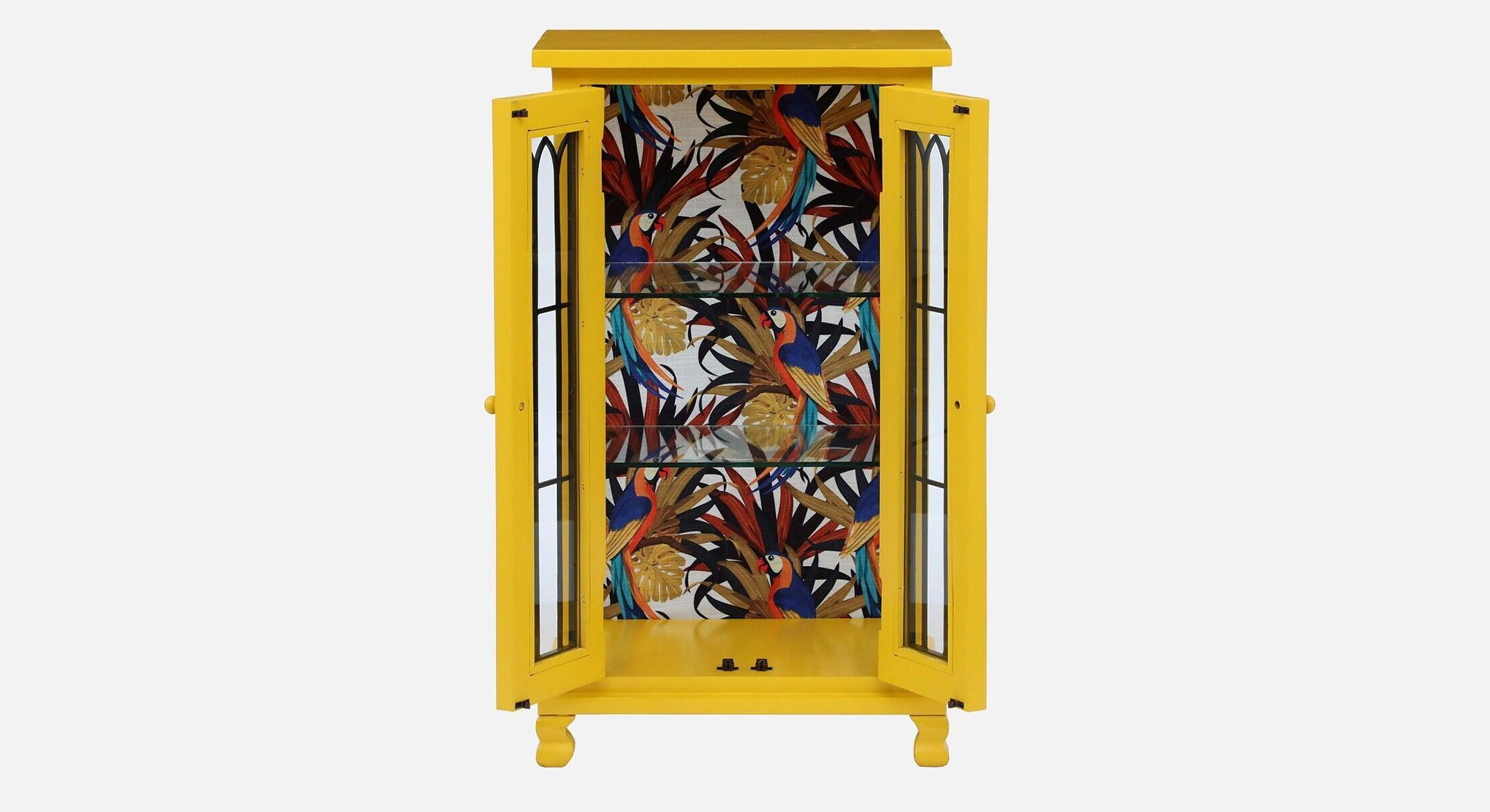 Yellow & Black Metal Wood Cabinet | Cupboards for Living Room