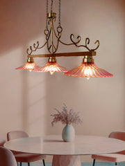 43-Inch Linear Transitional Pendant Light
  | Gradient Pink Fluted Glass Island Fixture