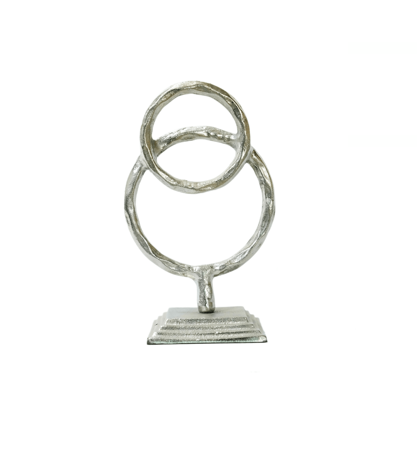 Sleek and Textured Metal Rings, Resting on a Stepped Base. Home and Office Decorative Showpiece, Gift for Living Room, Bedroom, Showcase, Office Desk, Interior (SD-AZ-1042) Globe