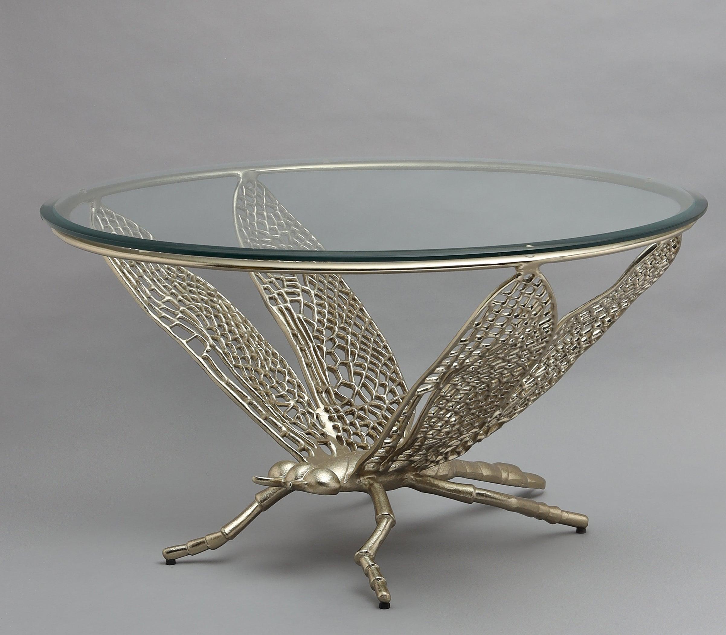 Dragonfly Delight Coffee Table | Designer Glass Center Table for Living Room | Luxurious Tea Table