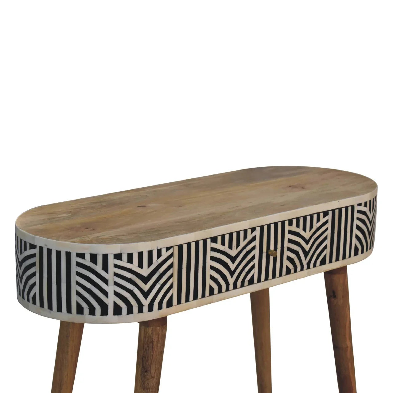 Boho Bone Inlay Console Table | Solid Mango Wood Entryway Table with Drawer