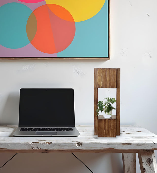 Focus Wooden Table Lamp with Brown Base