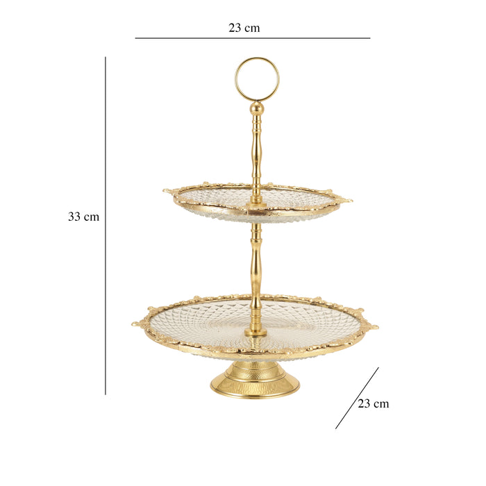 Crystal Spike Double Cake Stand In Gold