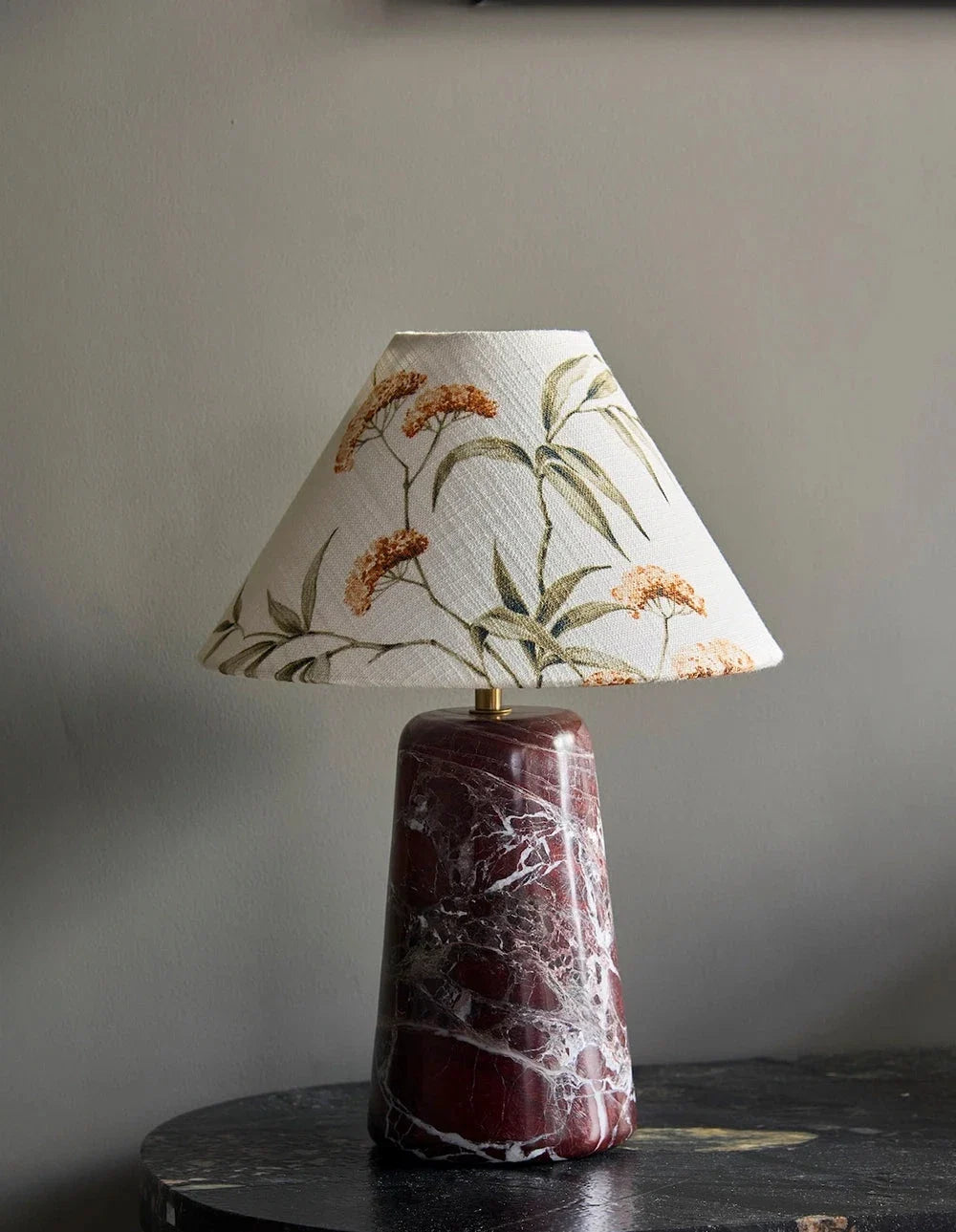 Florence - Rosso Levanto & embroidered lampshade | Table Lamp