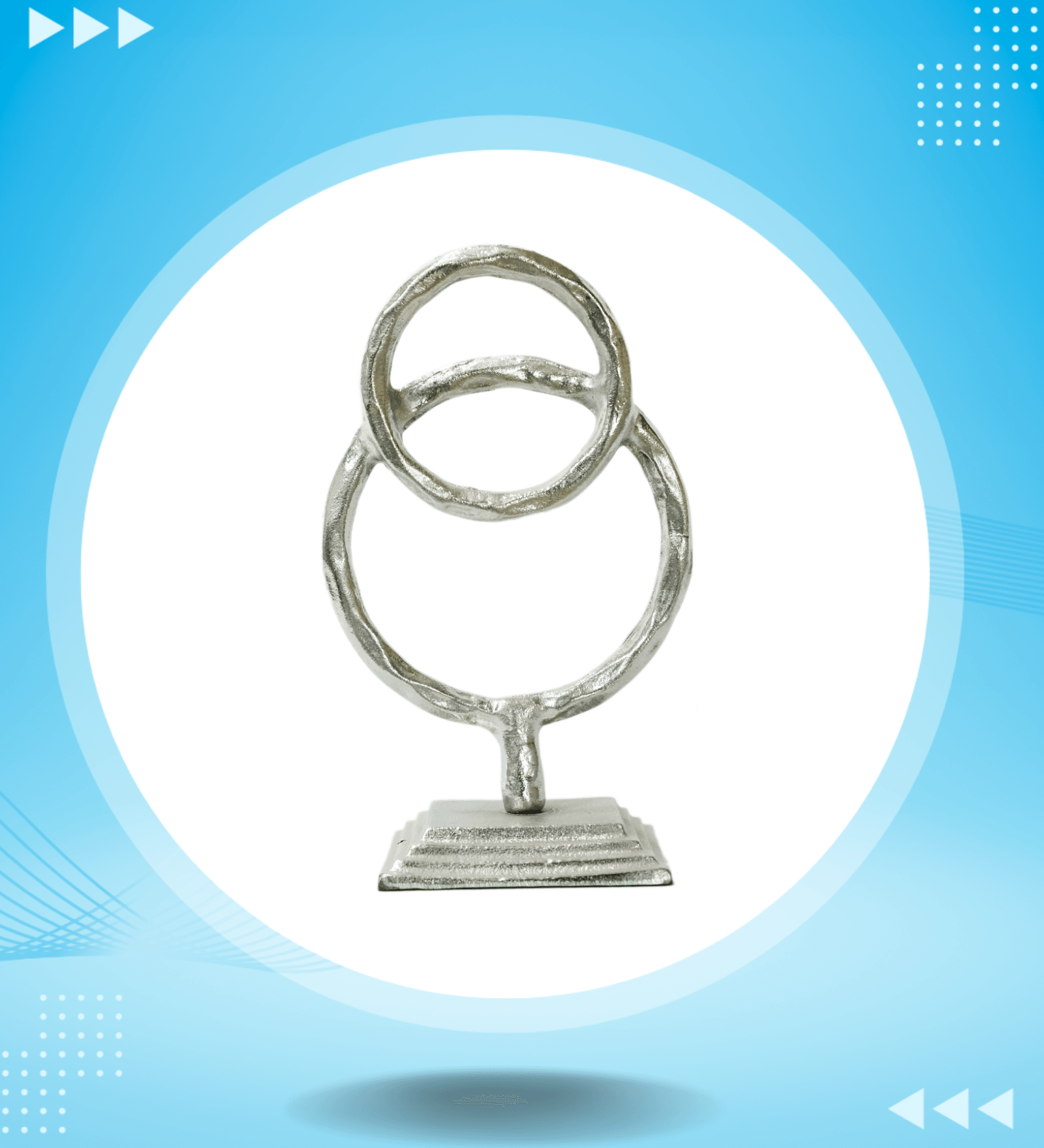 Sleek and Textured Metal Rings, Resting on a Stepped Base. Home and Office Decorative Showpiece, Gift for Living Room, Bedroom, Showcase, Office Desk, Interior (SD-AZ-1042) Globe