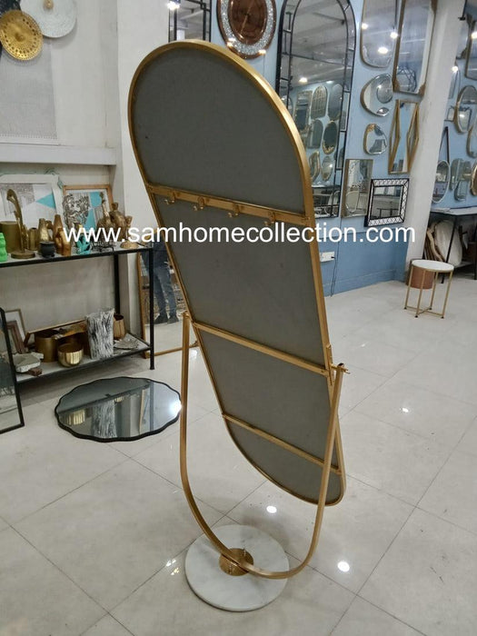 Adjustable Gold Flip Full Length Floor Standing Mirror with Marble Base| Floor Mirrors