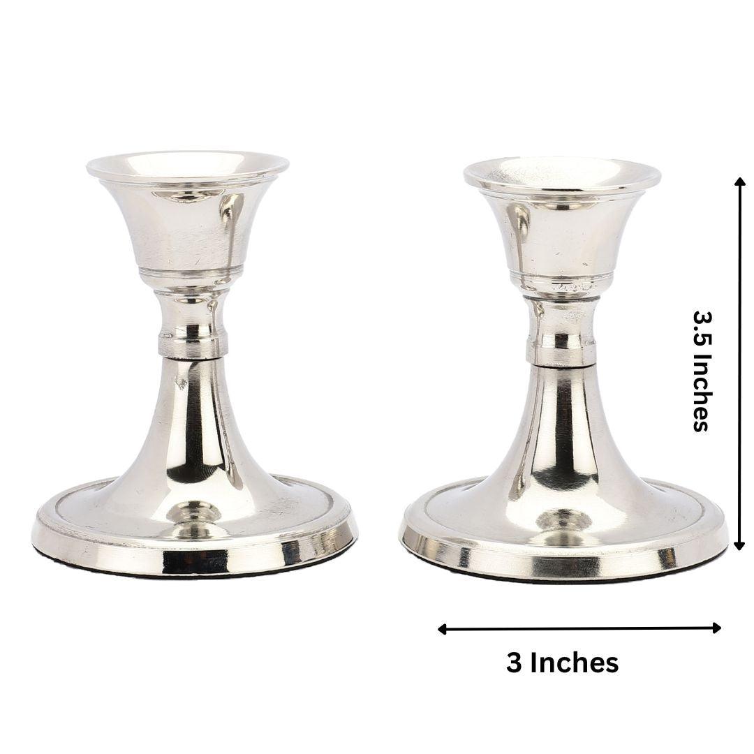 Metal Taper Candle Holder | Nickel -  BUY 1 GET 1 FREE