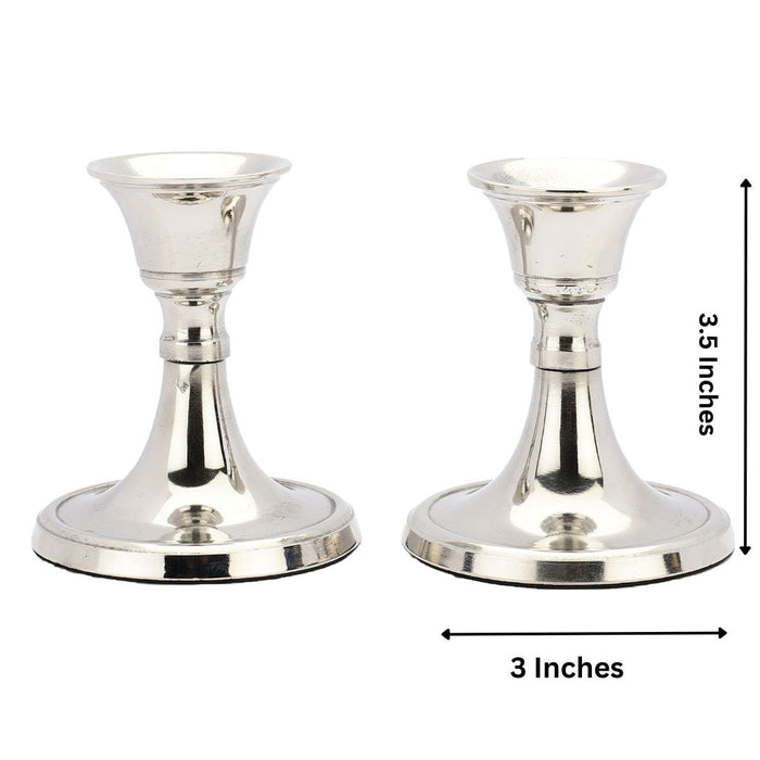 Metal Taper Candle Holder | Set of 2 - Nickel