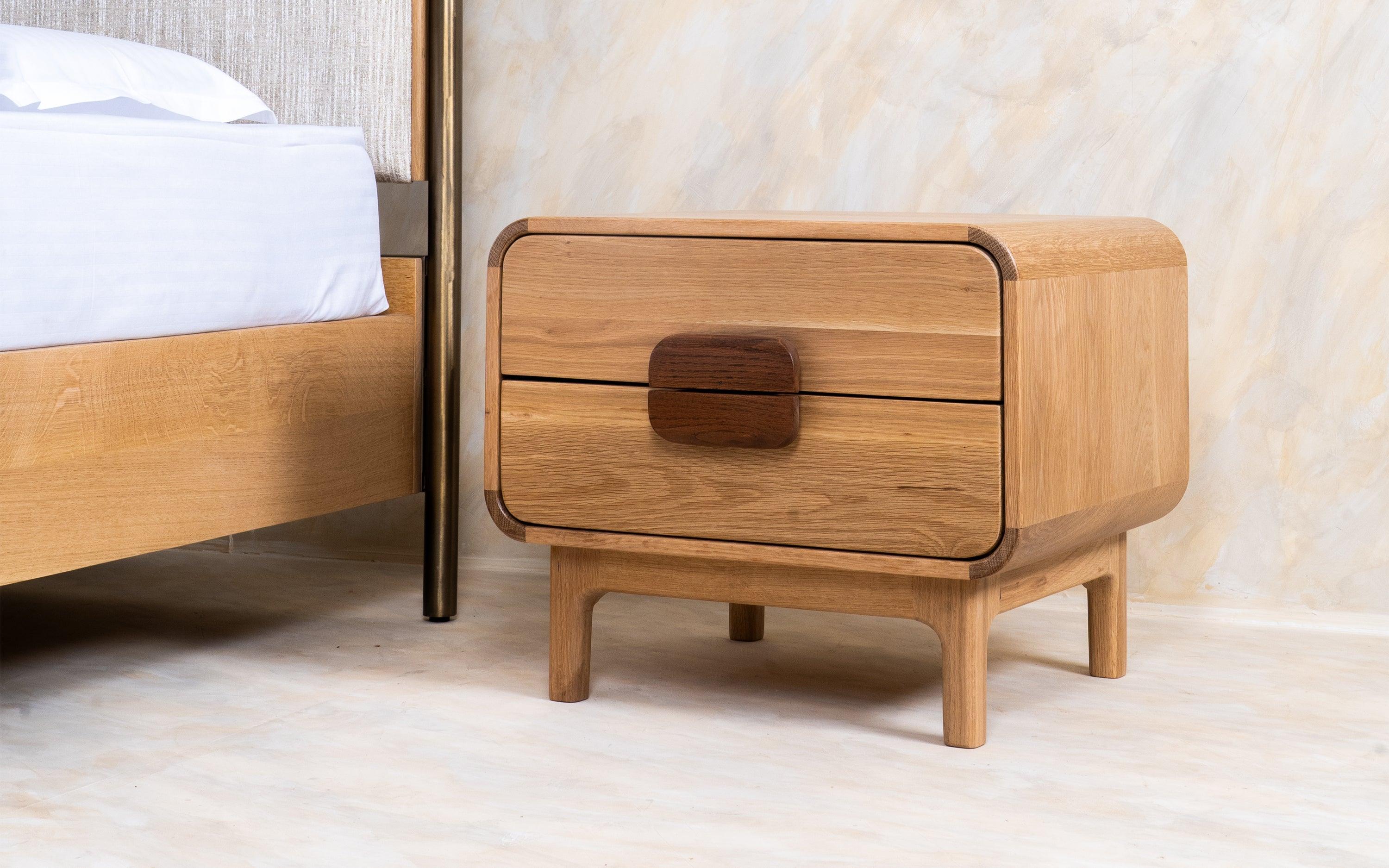 Solace Canopy Bed | Acacia Wood and Upholstery