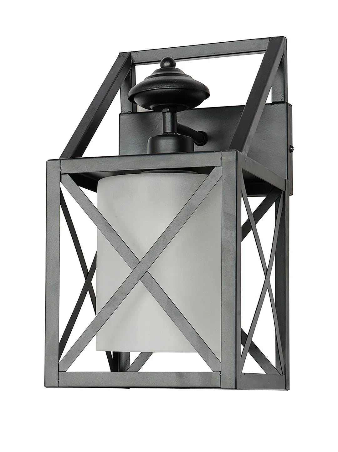 Industrial Black Wall Sconce with Frosted Glass