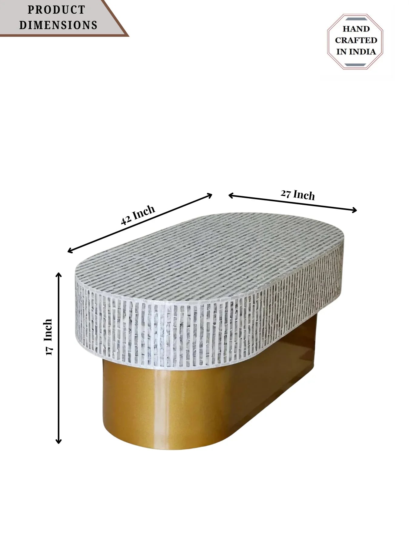 Mother of Pearl Round White Coffee Table- Cleo