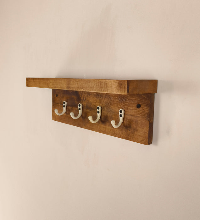 Baxter Wooden Wall Shelf Organiser With Key Holders