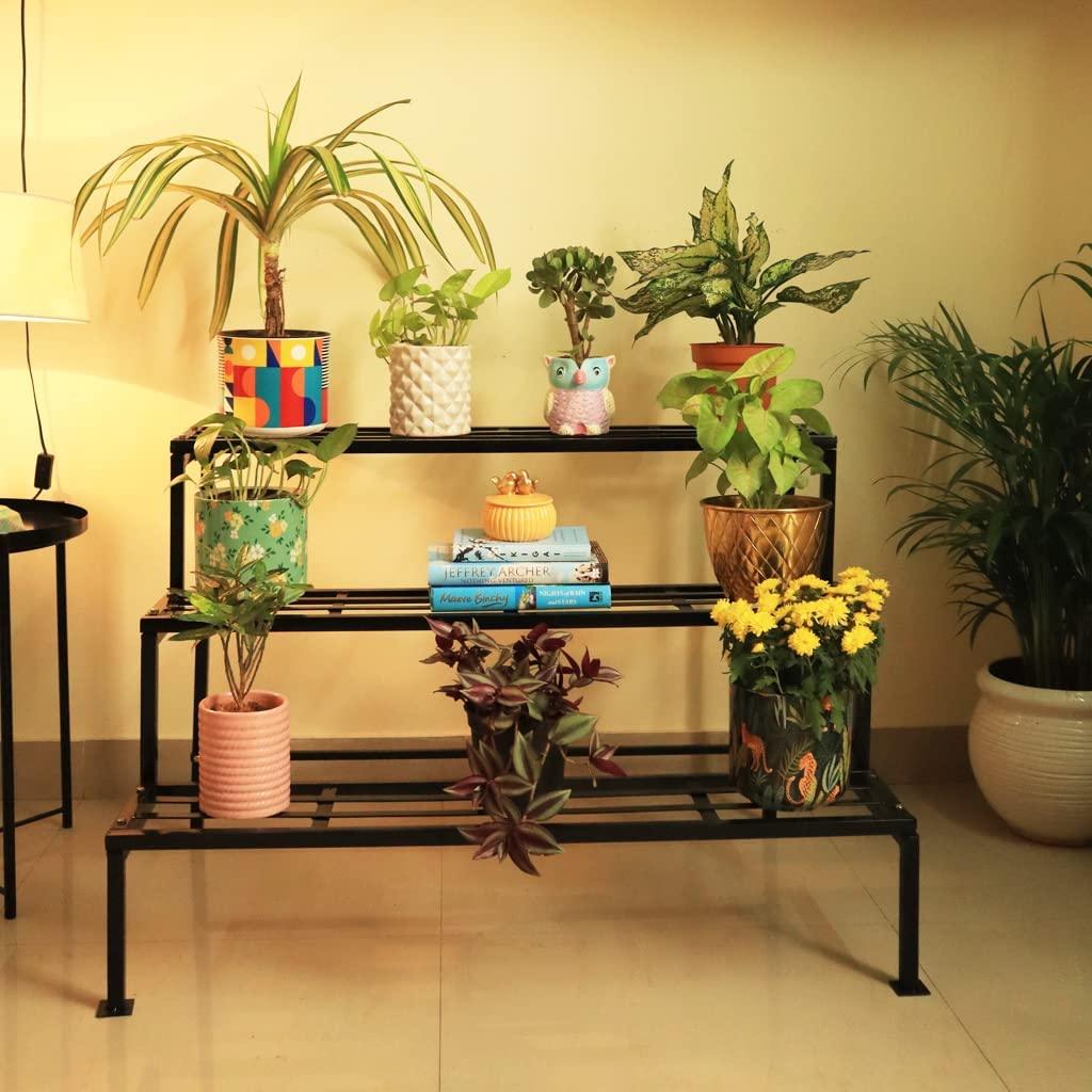 Matte Black Metal Plant Stand | Multi-Tier Indoor & Outdoor Garden Pot Rack