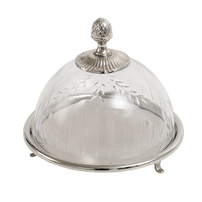 Faiza Crystal Cut Cake Dome Silver