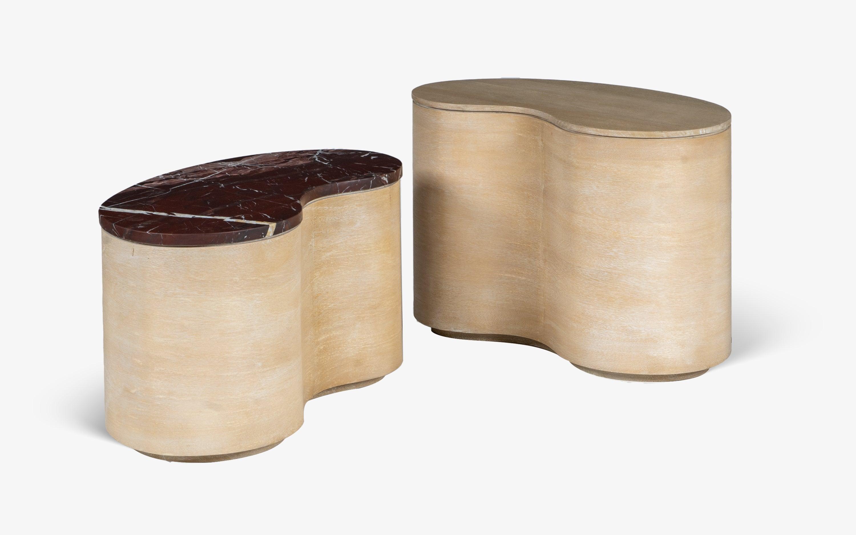 Chip and Dale Coffee Table Set of 2 | Cherry Marble and Mango Veneer