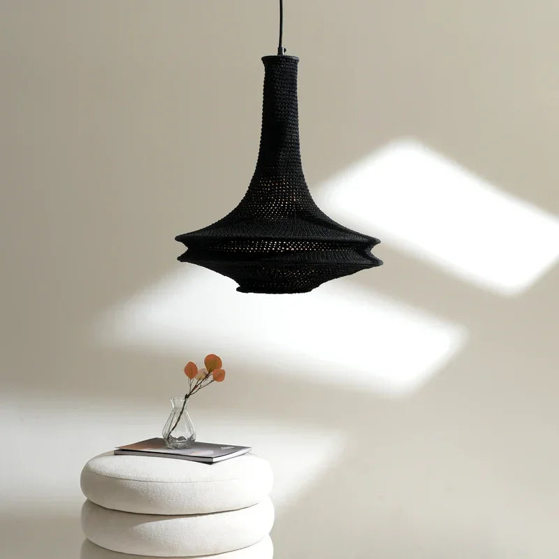 Handcrafted Crochet Pendant Hanging Light | Boho-Inspired Decorative Lampshade for a Cozy Atmosphere | Cotton