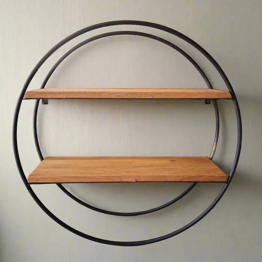 Home Creative Circular 2 Floors Wall Mounted Flower Pot Toy Cup Book Shelves