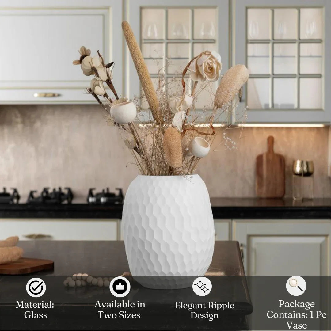 Radiant Ripple Glass Vase for Plants | Decorative Flower Pot | Flower Vase for Living Room - Pack of 1