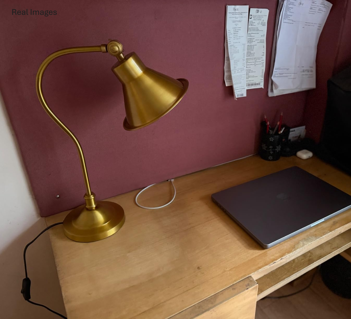 Study Desk Office Reading Curved Table Lamp Brass Antique Finish with Adjustable Head Shade