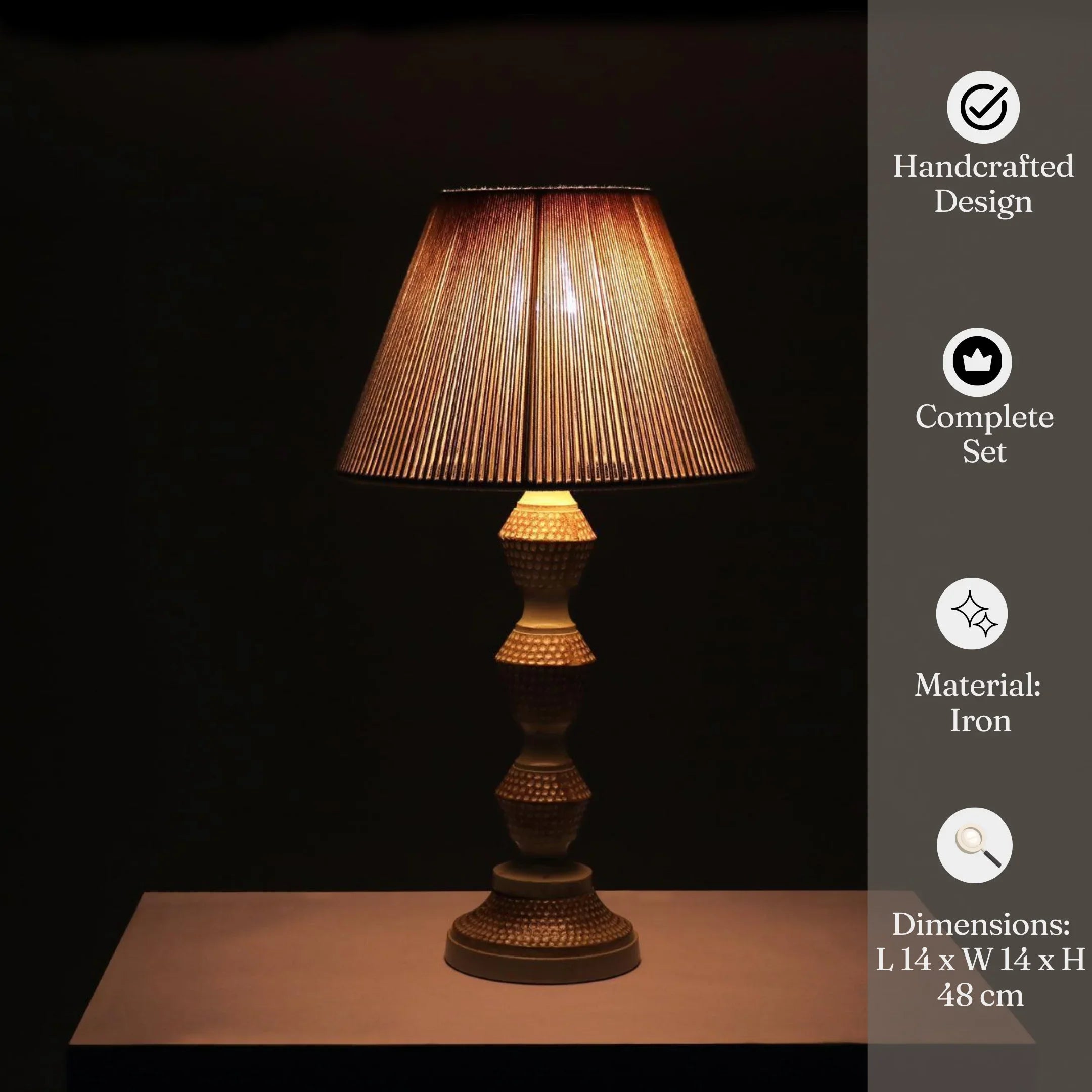 Knoxx Table Lamp for Living Room | Bedside Lampshade