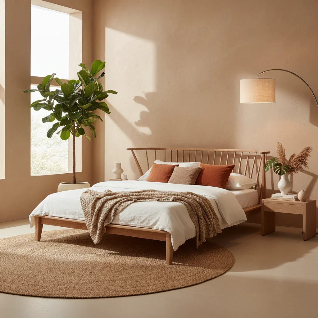 Morvane Solid Ash Wood King Size Bed