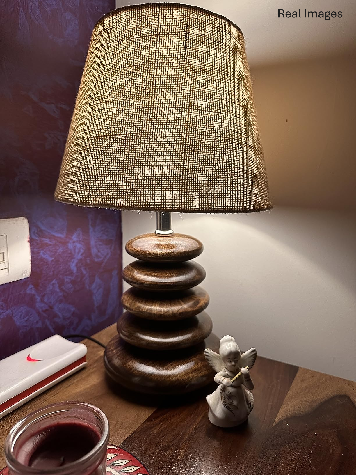 Mango Wood Pebble Design Table Lamp For Living Room and Bedroom | Night Table Lamp
