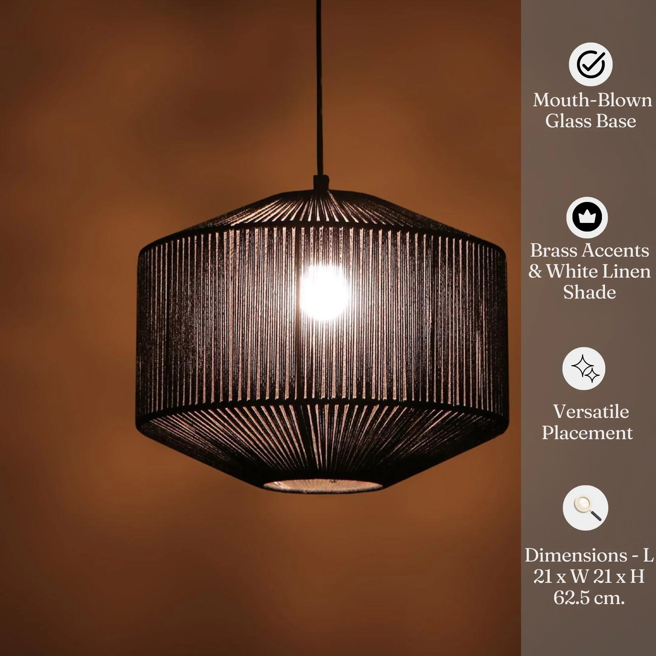 Black Iron And Woven Rope Bela Hanging Lamp | Pendant Light For Home Decor