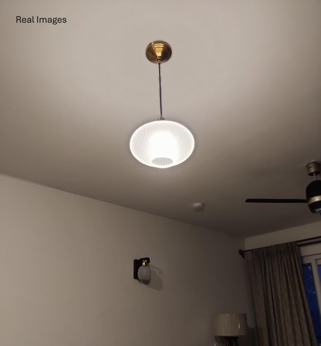 Ribbed Green Melon Glass Hanging Pendant Light Antique Brass Finish for Living Room, Bedroom, Home Decoration and Kitchen