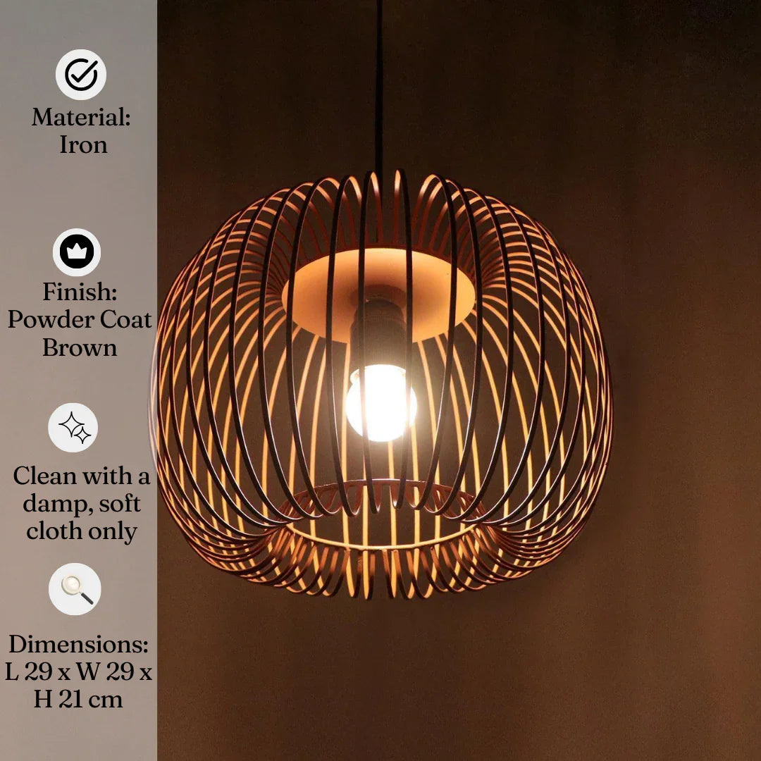 Zura Bubble Pressed Brown Coated Iron Hanging Lamp | Pendant Light For Home