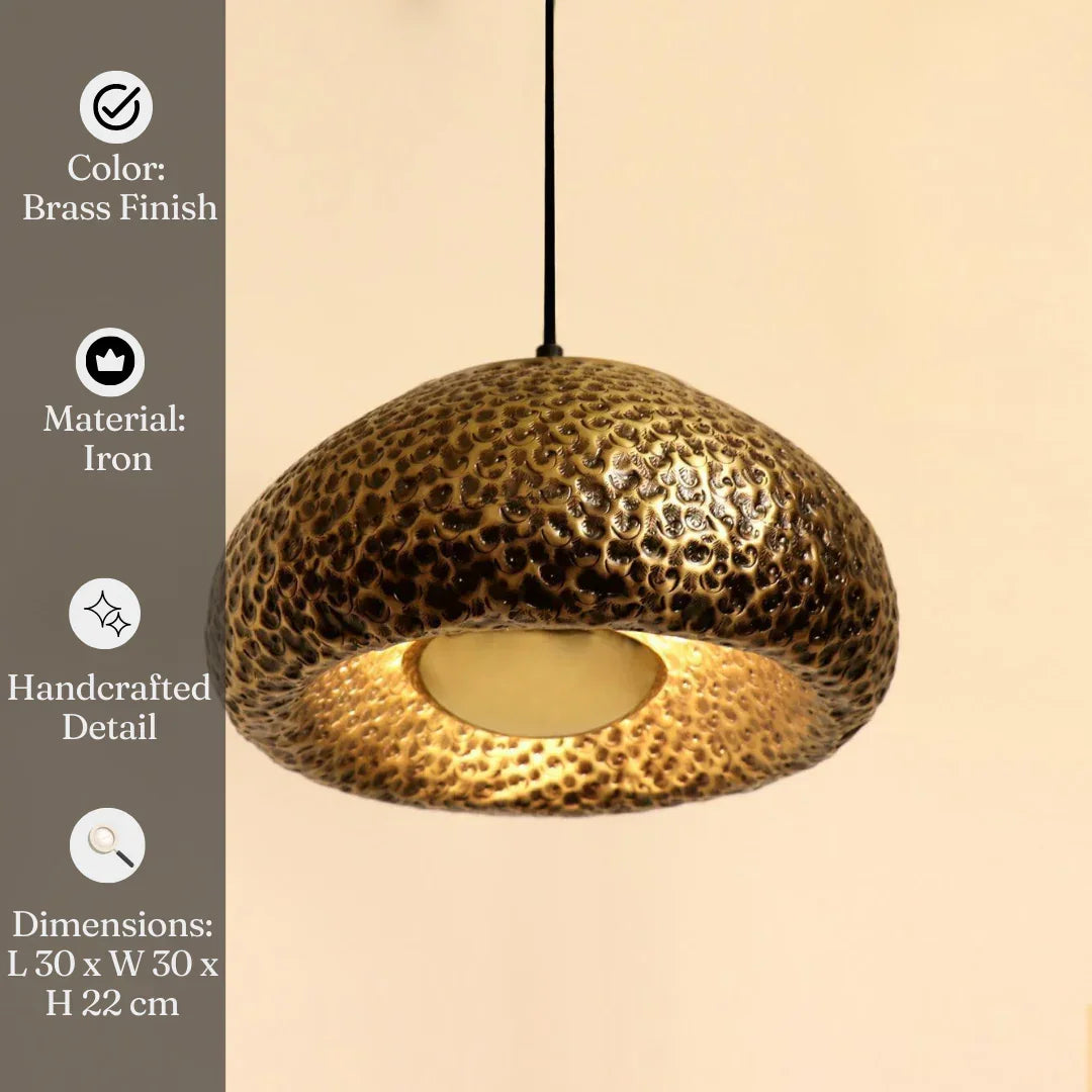 Brass Finish Folklore Hanging Light Lamp | Designer Pendant Lamp with Bulb For Home Decor