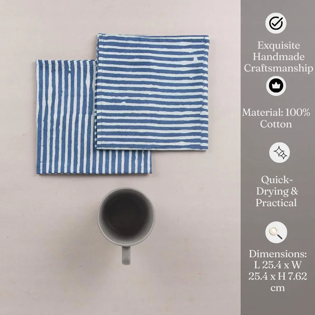 Cotton Striped Basik Napkin Set Of 6 | Quick Dry Hand Towel For Kitchen Utilities
