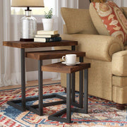 Chambery Sheesham Wood Nest of Tables | Nesting Coffee Table for Living Room