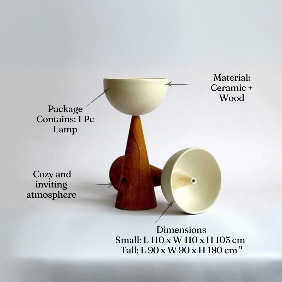 UT Ceramic & Wood Oil Lamp Stand | Candle Holder For Home Decor