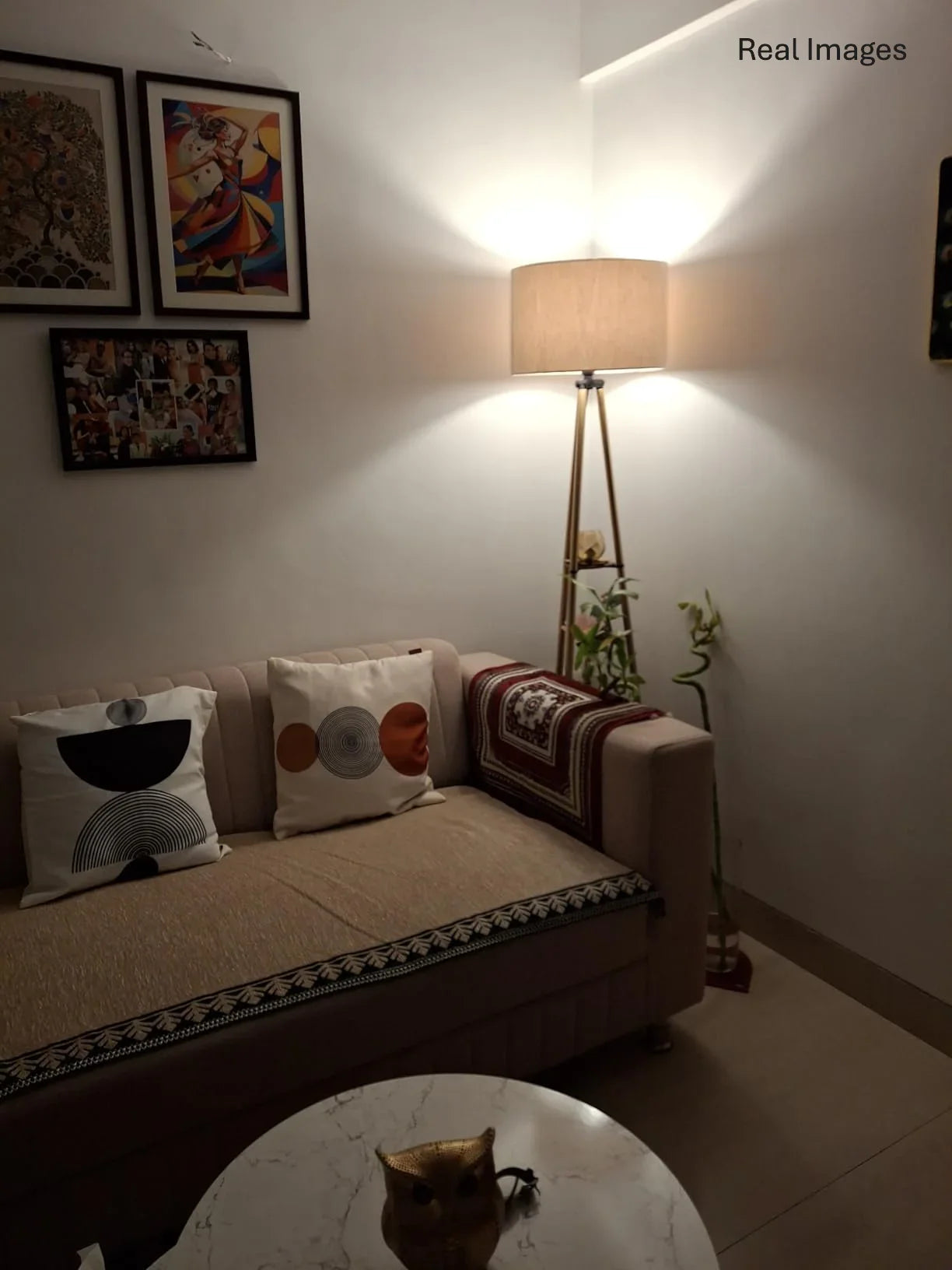 Brass Antique Floor Lamp with 3 Storage Shelves | Modern Standing Lamp for Living Room & Bedroom (E27 Bulb Included)