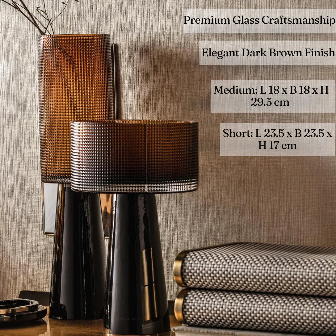 Ebony Stout Glass Flower Vase | Dark Brown Decorative Vase for Flowers | Decorative Flower Pot